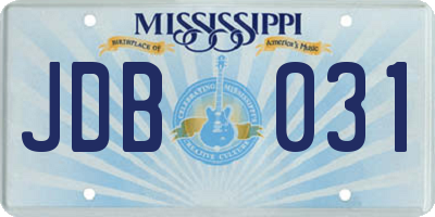 MS license plate JDB031