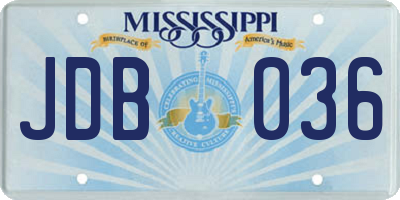 MS license plate JDB036