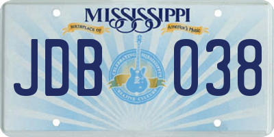 MS license plate JDB038