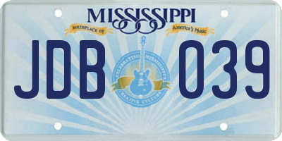 MS license plate JDB039