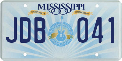 MS license plate JDB041