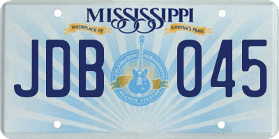 MS license plate JDB045