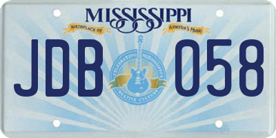 MS license plate JDB058