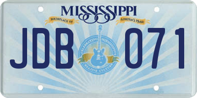 MS license plate JDB071