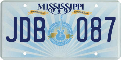 MS license plate JDB087