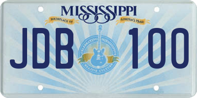 MS license plate JDB100