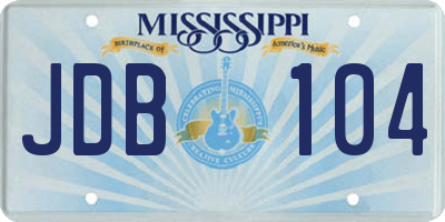 MS license plate JDB104