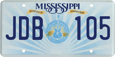 MS license plate JDB105