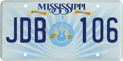 MS license plate JDB106