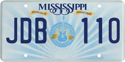 MS license plate JDB110