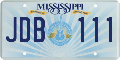 MS license plate JDB111