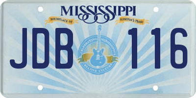 MS license plate JDB116