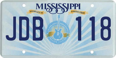 MS license plate JDB118