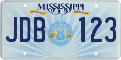 MS license plate JDB123