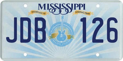 MS license plate JDB126