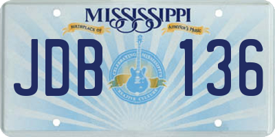 MS license plate JDB136