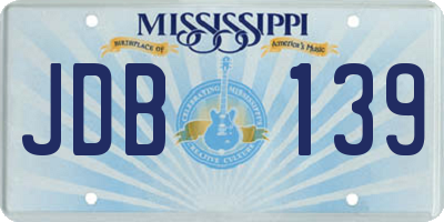 MS license plate JDB139