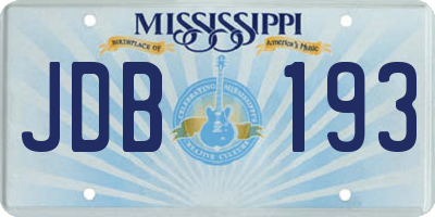 MS license plate JDB193