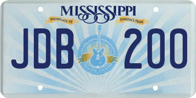 MS license plate JDB200
