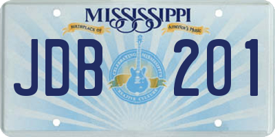 MS license plate JDB201