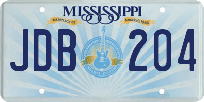 MS license plate JDB204