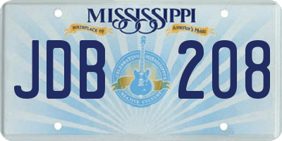 MS license plate JDB208