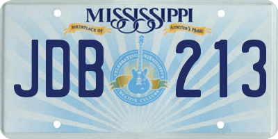 MS license plate JDB213