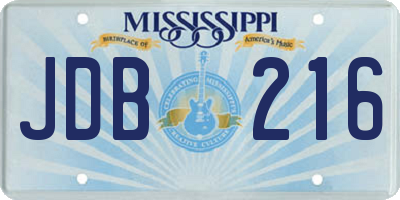 MS license plate JDB216