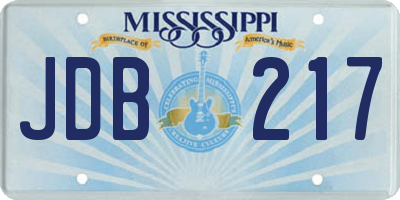 MS license plate JDB217