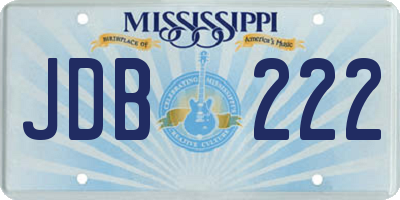 MS license plate JDB222