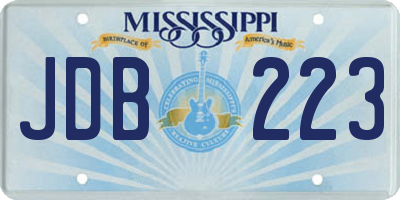 MS license plate JDB223