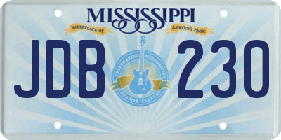 MS license plate JDB230