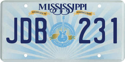 MS license plate JDB231