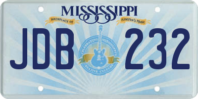 MS license plate JDB232