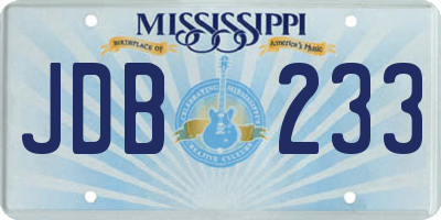MS license plate JDB233