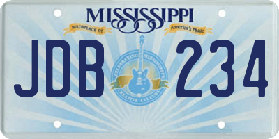 MS license plate JDB234