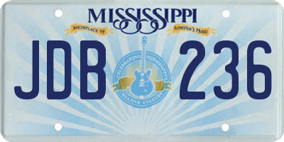 MS license plate JDB236