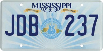 MS license plate JDB237