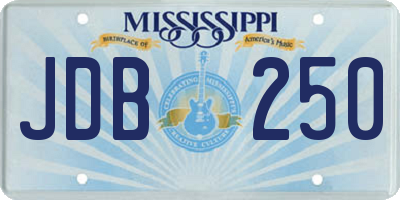 MS license plate JDB250