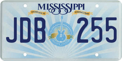 MS license plate JDB255