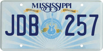 MS license plate JDB257