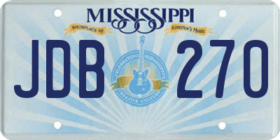 MS license plate JDB270