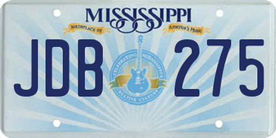 MS license plate JDB275