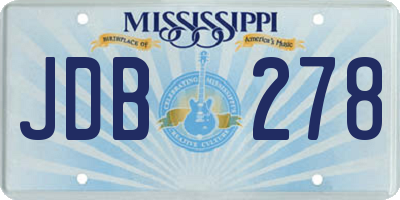 MS license plate JDB278