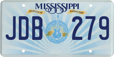MS license plate JDB279