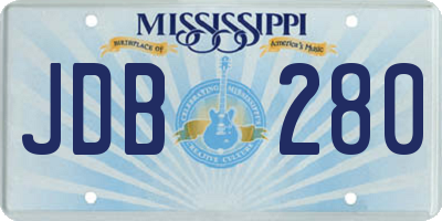 MS license plate JDB280