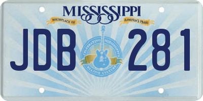 MS license plate JDB281