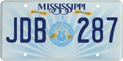 MS license plate JDB287