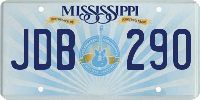 MS license plate JDB290