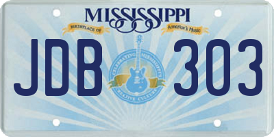 MS license plate JDB303